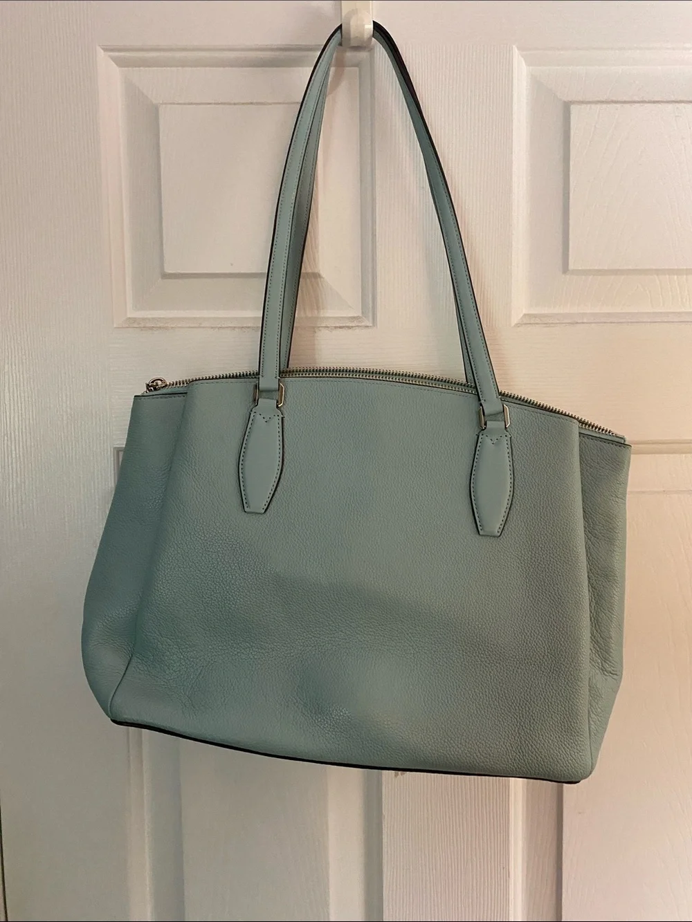 kate spade light mint green pebbled leather tote
